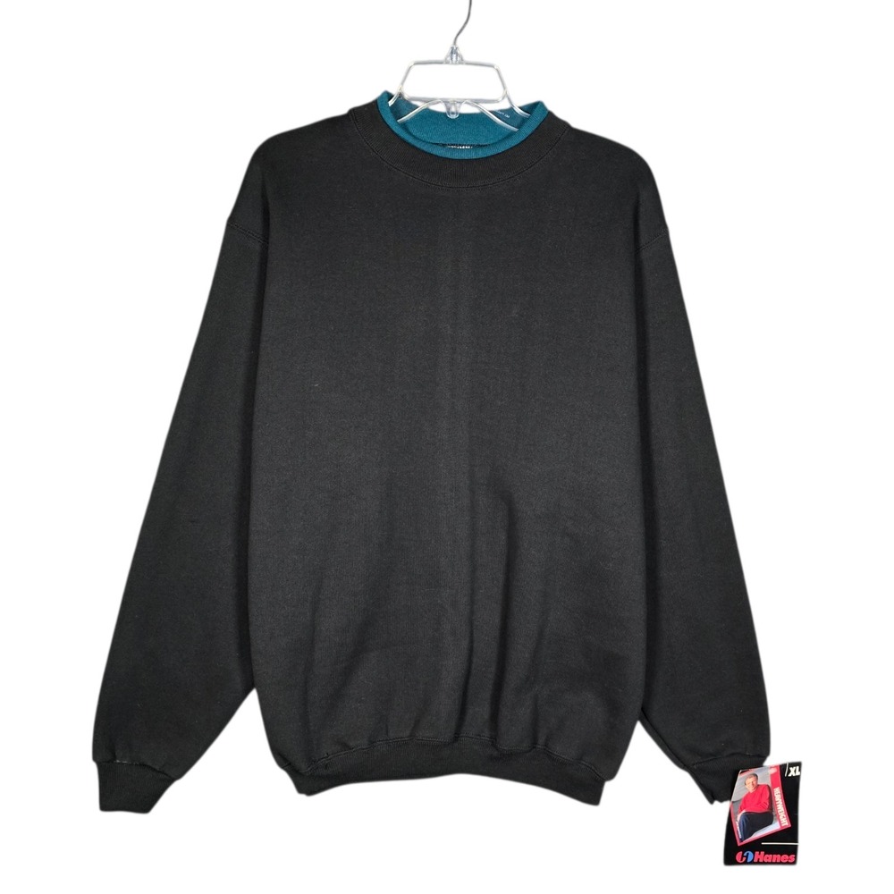 Vintage Hanes Crewneck Mens XL Premium Heavyweight Sweats Black Long Sleeve NEW